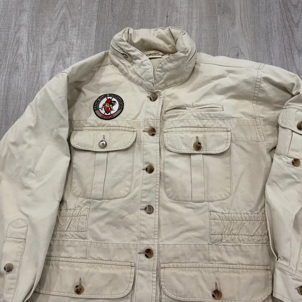 Vintage Cabelas Chore Coat Women's Large Beige Barn Utility y2k Safari Club - Picture 2 of 11